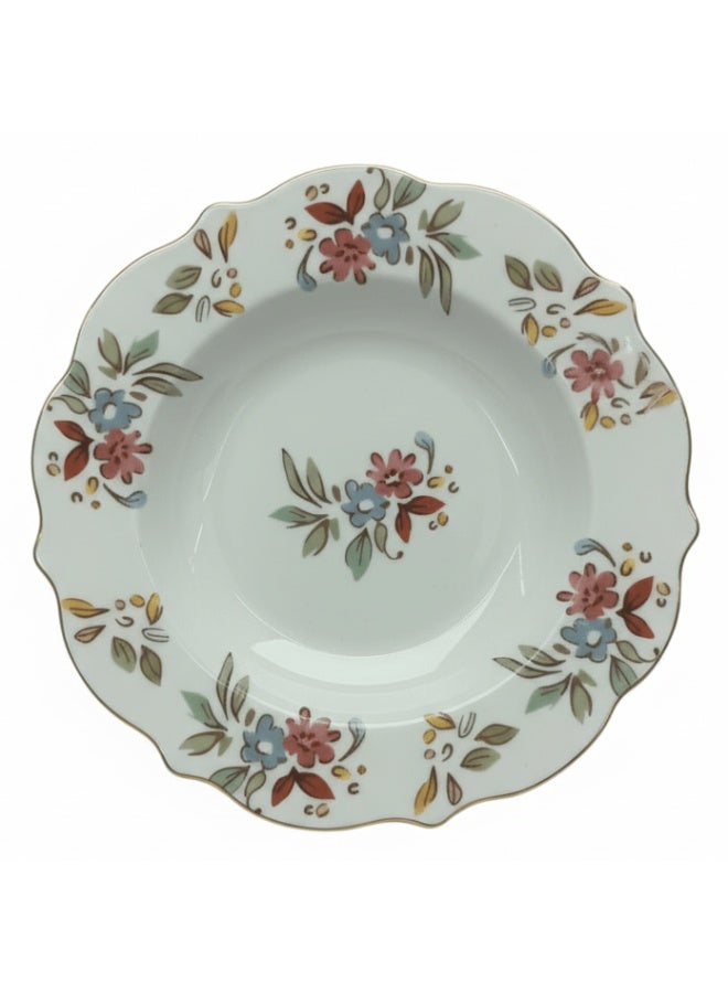 AKDC Luhpar White Ceramic Deep Plate 9 Inch with Floral Printed Design - Image 2